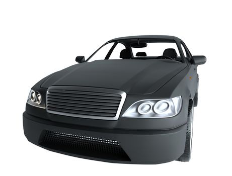 Car isolated on white - black paint - 3d rendering