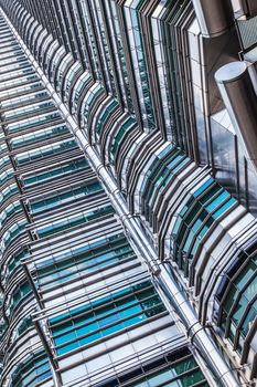 Futuristic skyscraper in Kuala Lumpur , Malaysia , close-up view