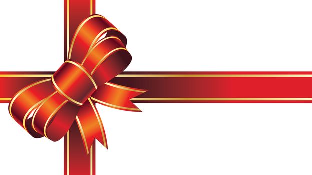 Merry Christmas Giant Red bow Ribbon on isolated White background