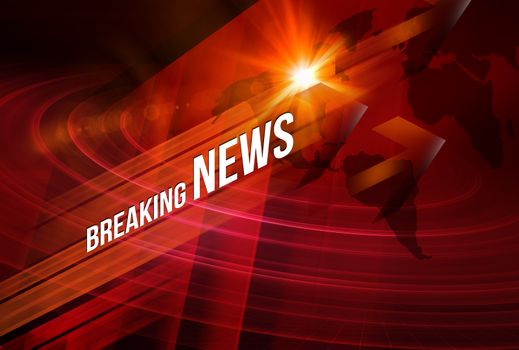 Graphical Breaking News Background with news text, Red Theme Background with White Breaking News.