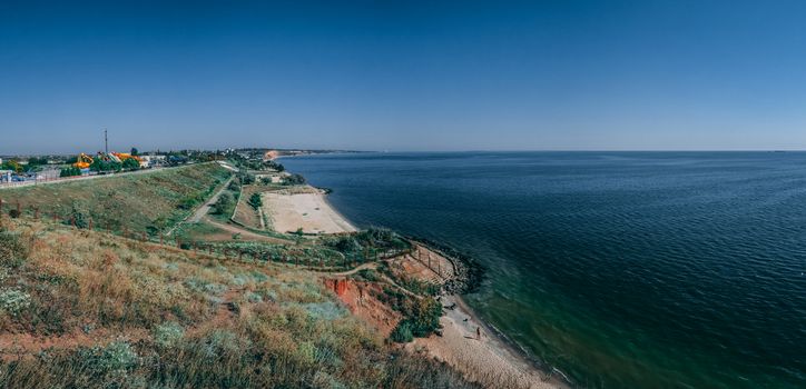 Ochakov, Ukraine - 09.22.2018. Coastline and beaches in Ochakov town in Nikolayev province of Ukraine on the Black Sea coast.