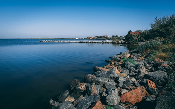 Ochakov, Ukraine - 09.22.2018. Coastline and beaches in Ochakov town in Nikolayev province of Ukraine on the Black Sea coast.