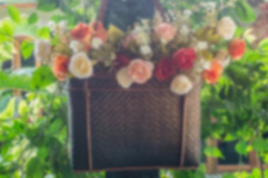 Flowers in the garden planted in a basket