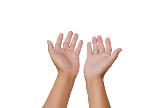 Open hands isolated on white background.