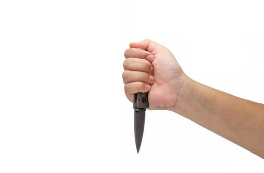 knife in hand on a white background