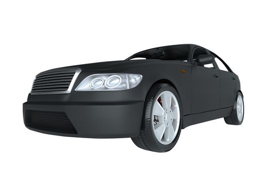 Car isolated on white - black paint - 3d rendering