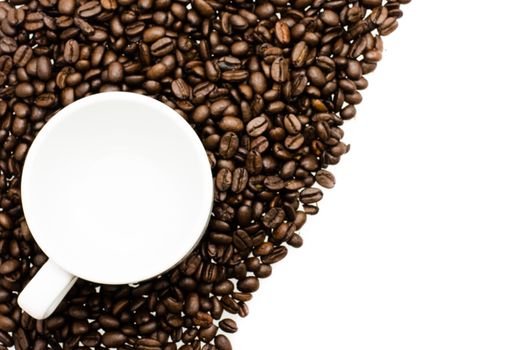 coffee cup  on coffee beans
