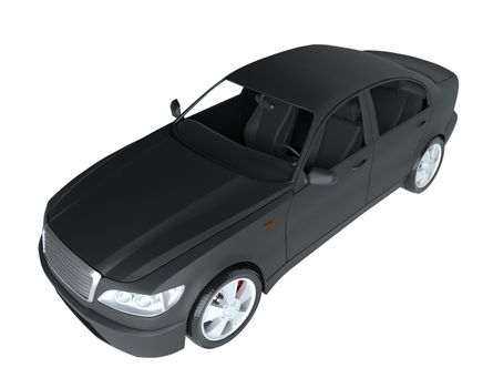 Brandless Generic Black Car. Isolated On White Background. 3D Illustration