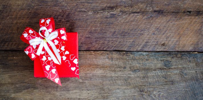 gift box on wooden background.