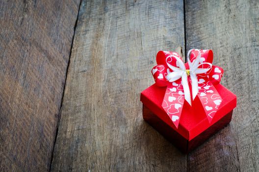 gift box on wooden background.