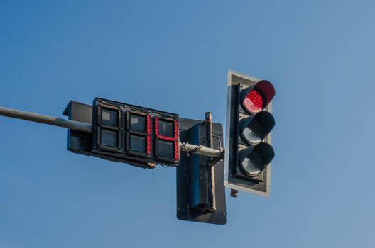 Traffic lights against sky backgrounds