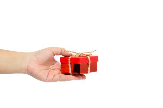 Small gift box in woman hand