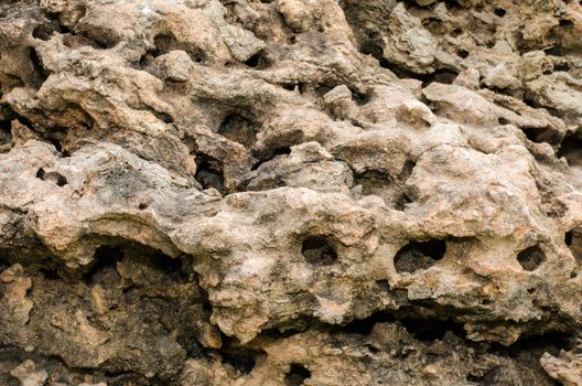 surface of the stone a hole with brown tint