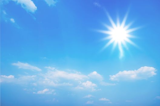 Clouds in the blue sky and sun