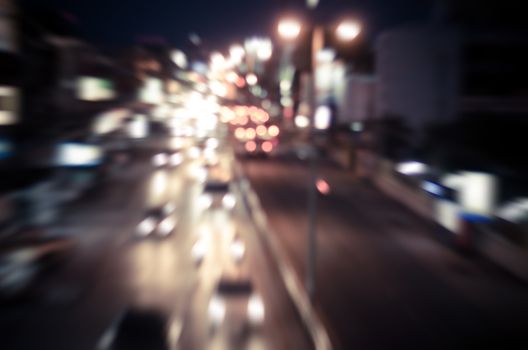blur cars traffic on urban street tone vintage.