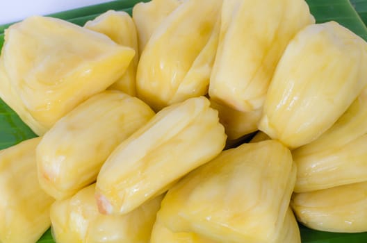 Thailand jackfruit, ripe fruit on wood background