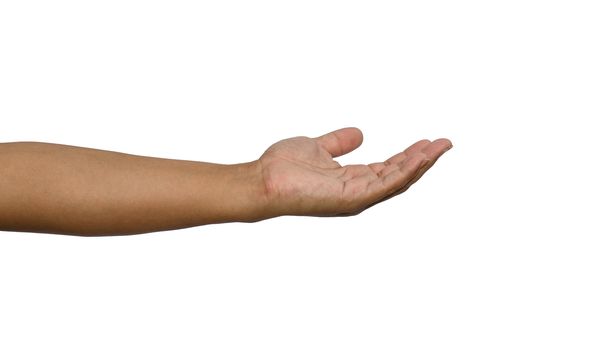 hand reaching for something isolated on a white background