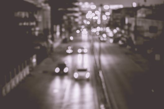 blur cars traffic on urban street tone vintage.