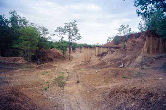 Phae muang phi side attractions terrain. Famous in Phrae province. Thailand,with the beauty of the rock formations of the terrain, the soil. And sandstone eroded naturally