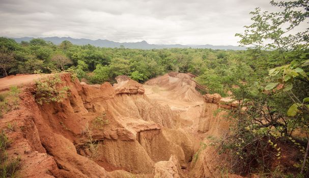 Phae muang phi side attractions terrain. Famous in Phrae province. Thailand,with the beauty of the rock formations of the terrain, the soil. And sandstone eroded naturally