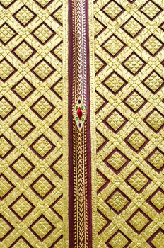 Thai pattern on door in Thailand Buddha Temple Asian style art