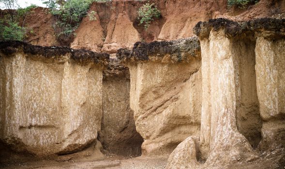 Phae muang phi side attractions terrain. Famous in Phrae province. Thailand,with the beauty of the rock formations of the terrain, the soil. And sandstone eroded naturally