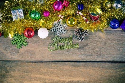 Christmas Border on wood - tone vintage