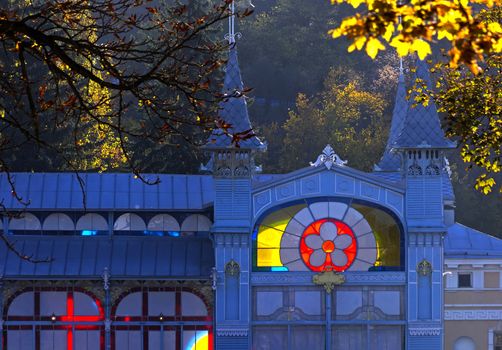 Lermontov Gallery close-up in Flower Park of Pyatigorsk,Northern Caucasus.