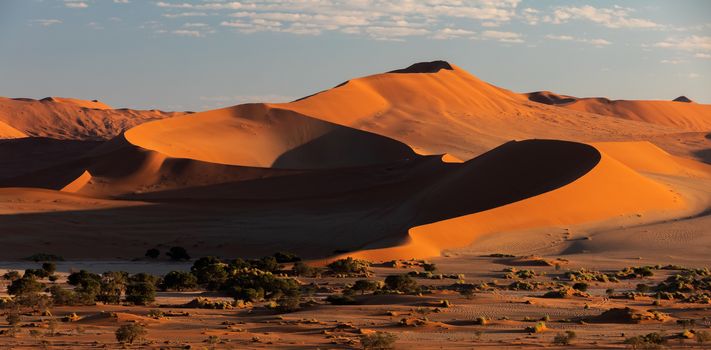 beautiful sunrise landscape, hidden Dead Vlei in Namib desert, Namibia, Africa wilderness landscape