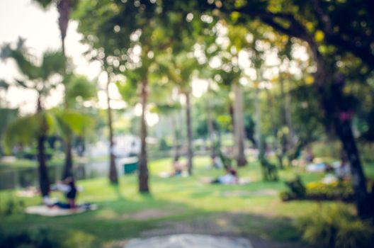 Blur people activities in the public park in morning