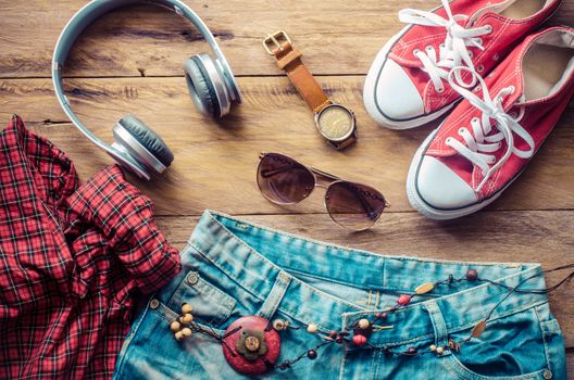 Travel Clothing accessories apparel along for the trip