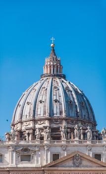 St. Peter's Basilica in Rome on St. Peter's Square from Rome to Vatican in Italy