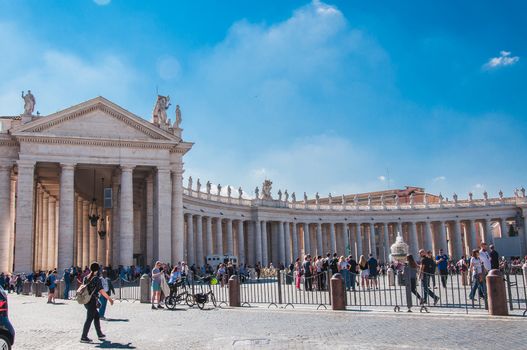 Bernini's colonnade on St. Peter's Square from Rome to the Vatican in Italy