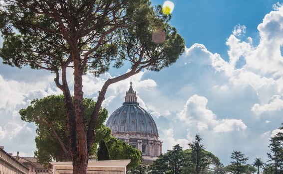 St. Peter's Basilica in Rome on St. Peter's Square from Rome to Vatican in Italy