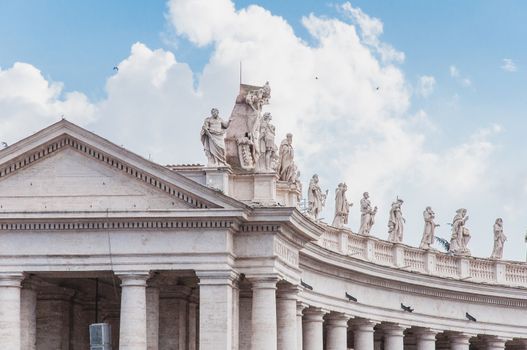 Bernini's colonnade on St. Peter's Square from Rome to the Vatican in Italy