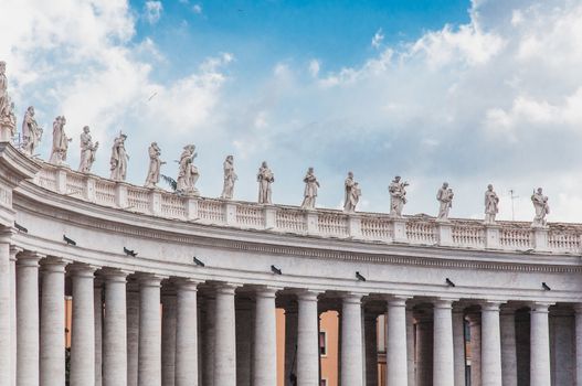 Bernini's colonnade on St. Peter's Square from Rome to the Vatican in Italy