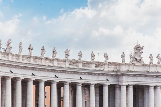 Bernini's colonnade on St. Peter's Square from Rome to the Vatican in Italy