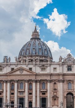 St. Peter's Basilica in Rome on St. Peter's Square from Rome to Vatican in Italy