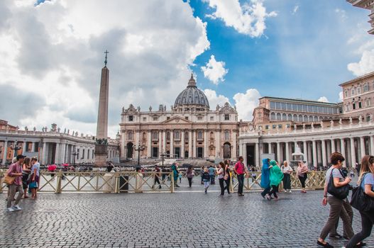 St. Peter's Basilica in Rome on St. Peter's Square from Rome to Vatican in Italy