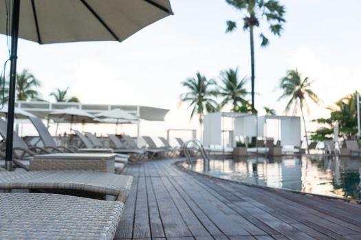 Swimming pool. Luxury hotel in Pattaya, Thailand. Summer beach vacation.