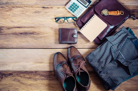 Clothing for Men on the wooden floor