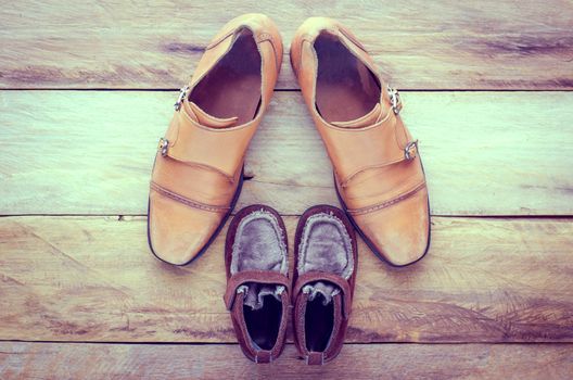 The shoes of father and son concept. father son