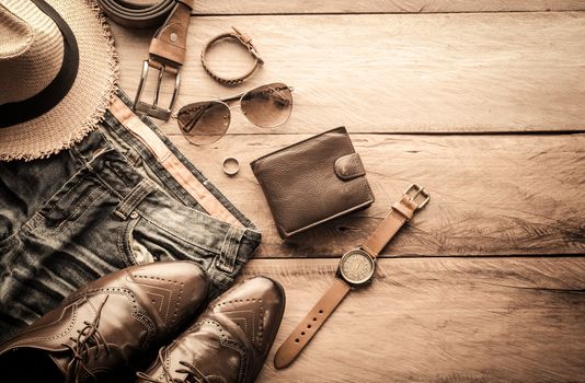 Clothing for Men on the wooden floor