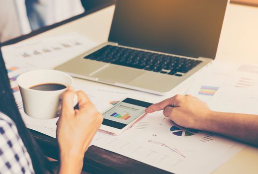 business team analysis with financial graph at office, workplace,meeting times.