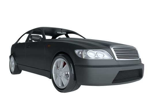 Brandless Generic Black Car. Isolated On White Background. 3D Illustration