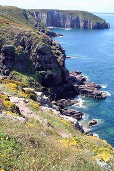 landscape of the coast of Brittany , Cap Frehel, France