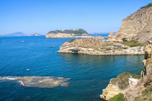 Landscape of Naples coastline and gulf viwed from Posillipo and Pollio's villa
