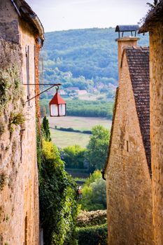 view of  Dordogne river in Aquitaine and so called, perigord noir, from the village of Beynac et Cazenac, France