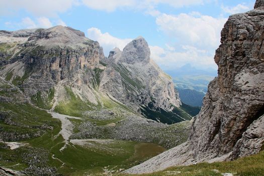 Puez odle  - Alta Badia - Landscape of a gorge in Dolomites mountain in Sud Tyrol, Italy
