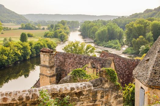 view of  Dordogne river in Aquitaine and so called, perigord noir, from the village of Beynac et Cazenac, France